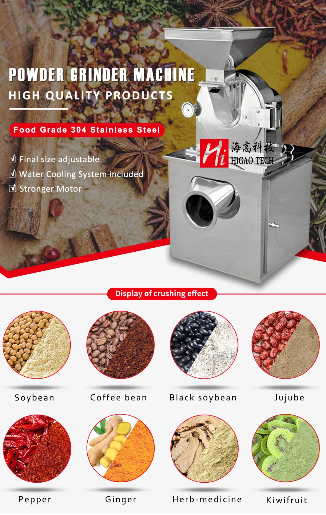 Universal Medicine Sugar Herb Mixing Grinder Grain Chili Cassava Maize Wheat Corn Powder Crusher Mixer Spice Grinding Machine